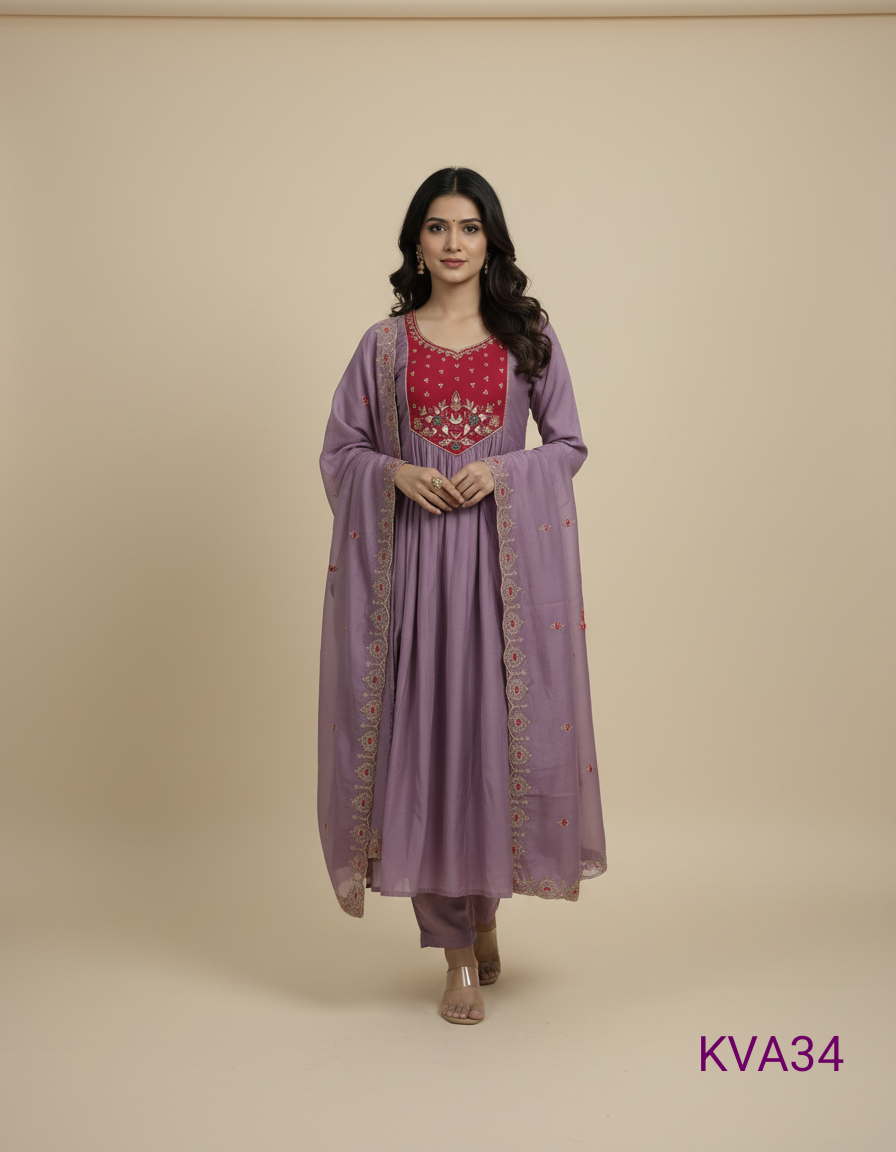 KVA34 Mul Chanderi 3 Piece Set