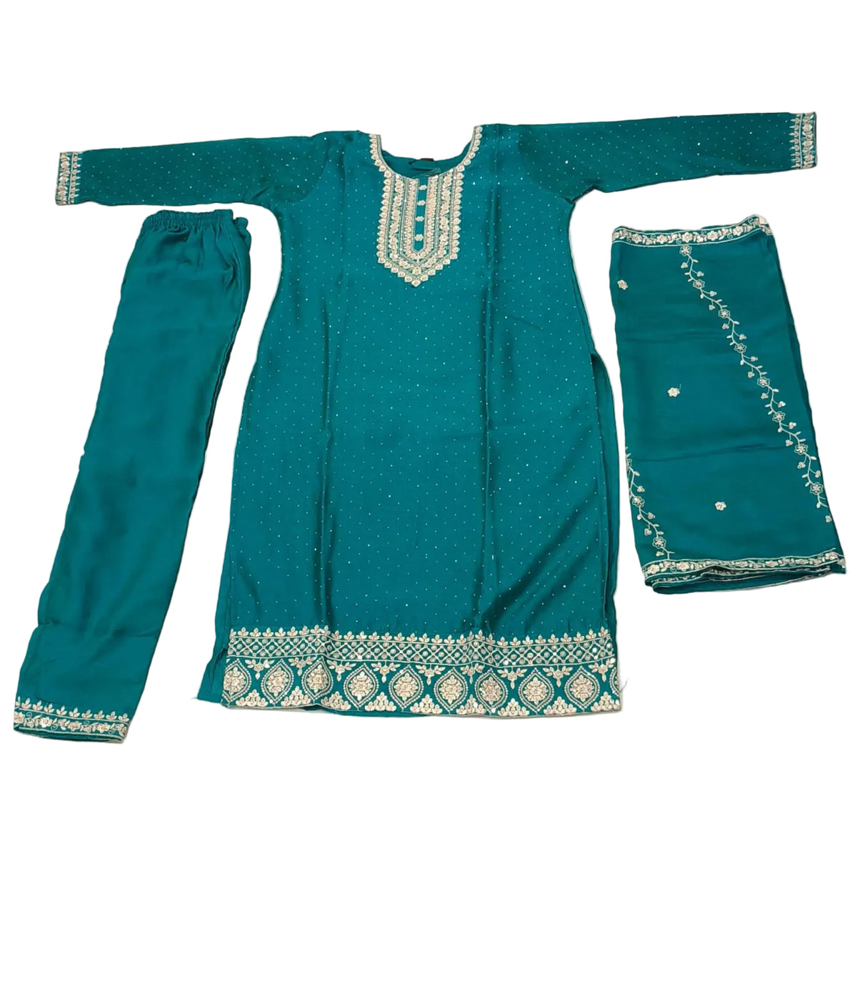 KZC04 Vichitra silk 3 Piece Set
