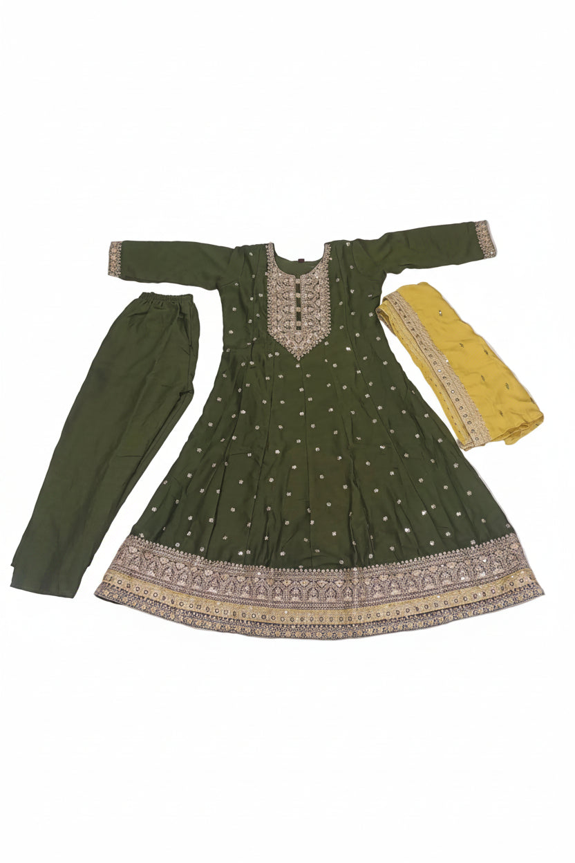 KIK22 - Vichitra silk 3 piece set