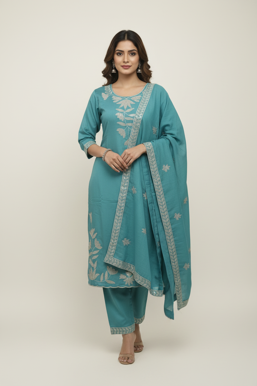 KAH23 - vichitra silk 3 piece set
