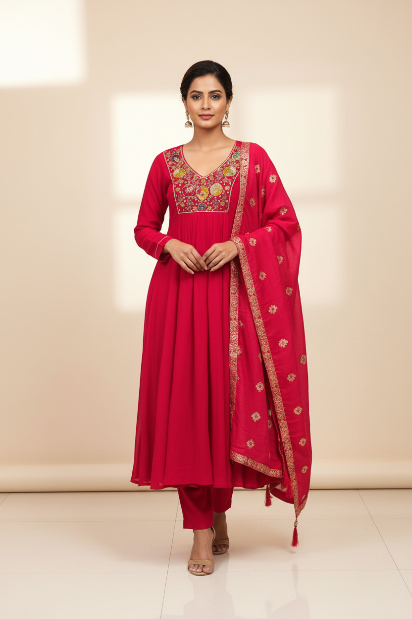 KIK08 Mul Chanderi 3 Piece Set