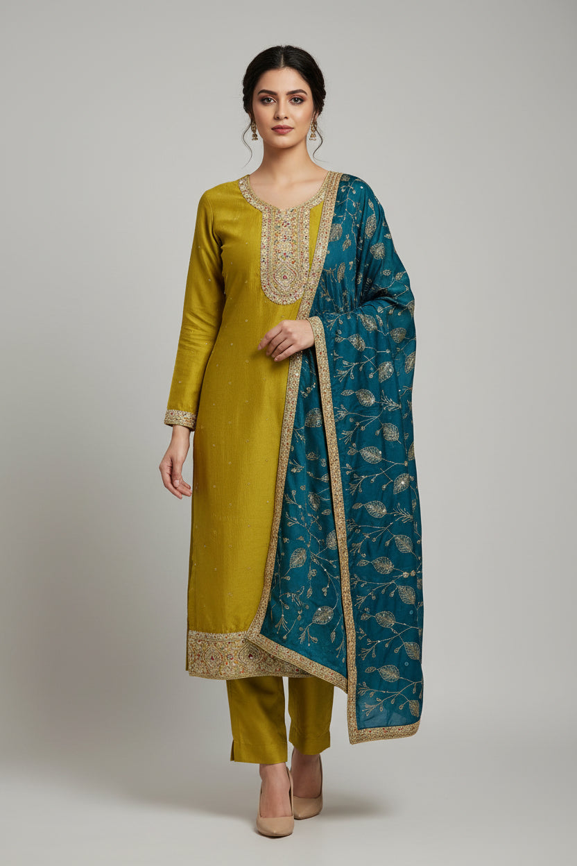 KAH03 - vichitra silk 3 Piece Set