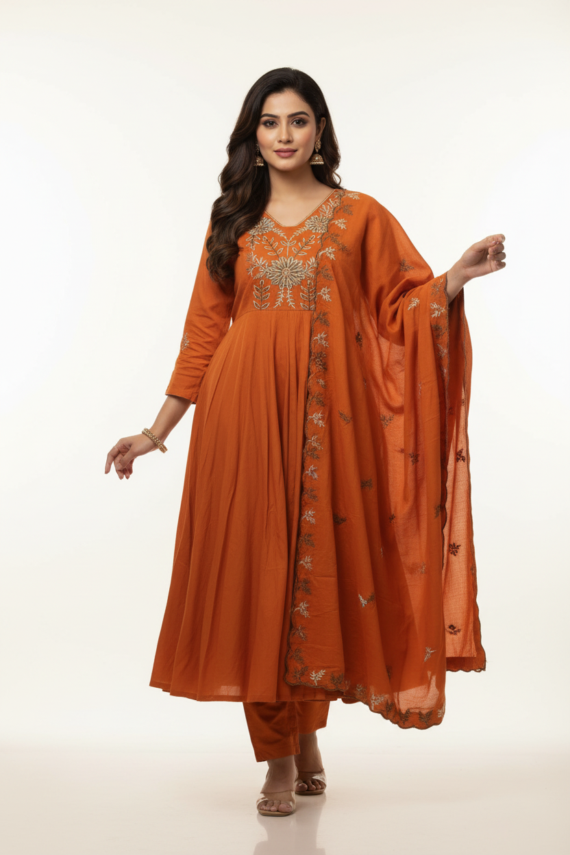 KIK14 Mul Chanderi 3 piece Set