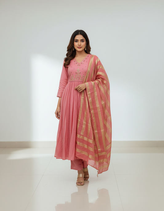 KVA18 Mul Chanderi 3 Piece Set
