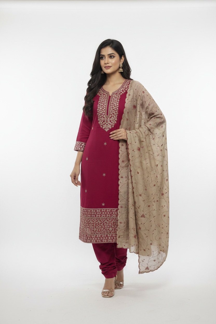 KAH28 - Vichitra silk 3 Piece set