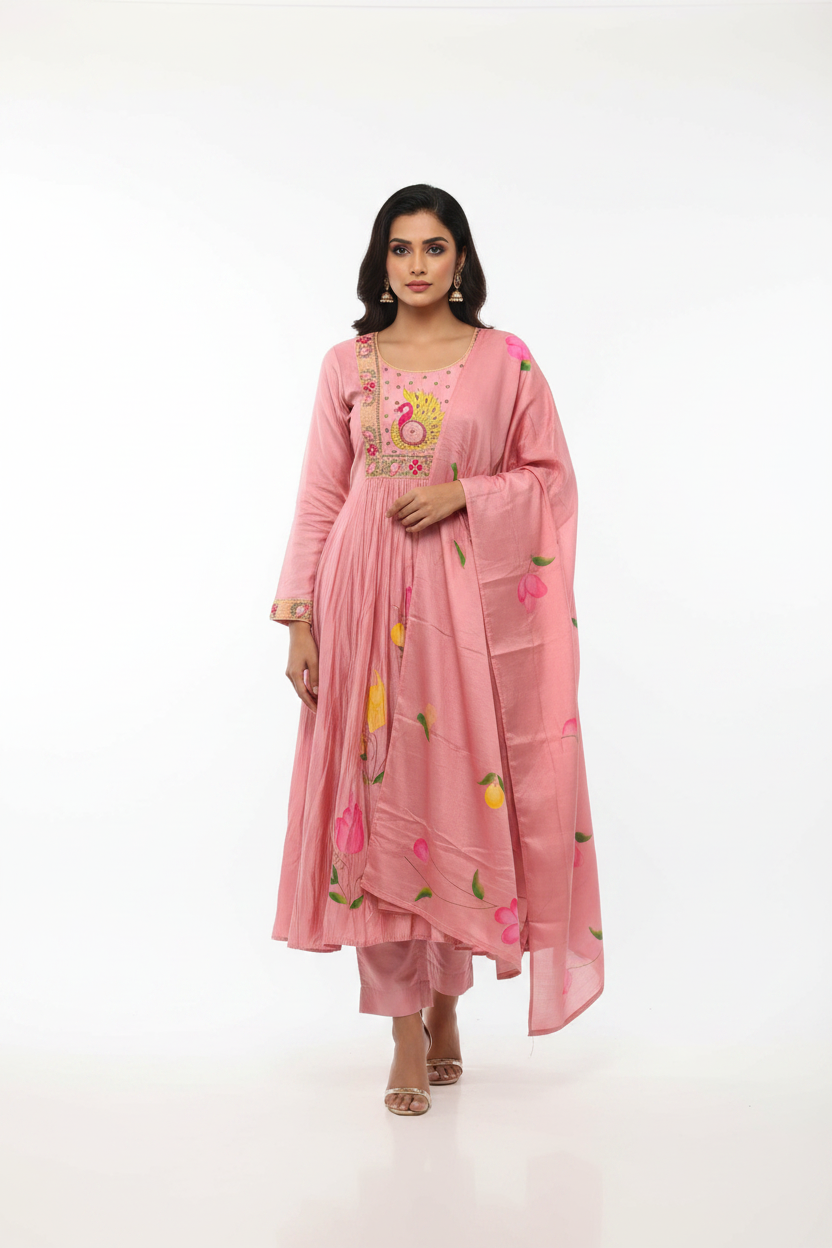KZC06 mul Chanderi 3 Piece Set