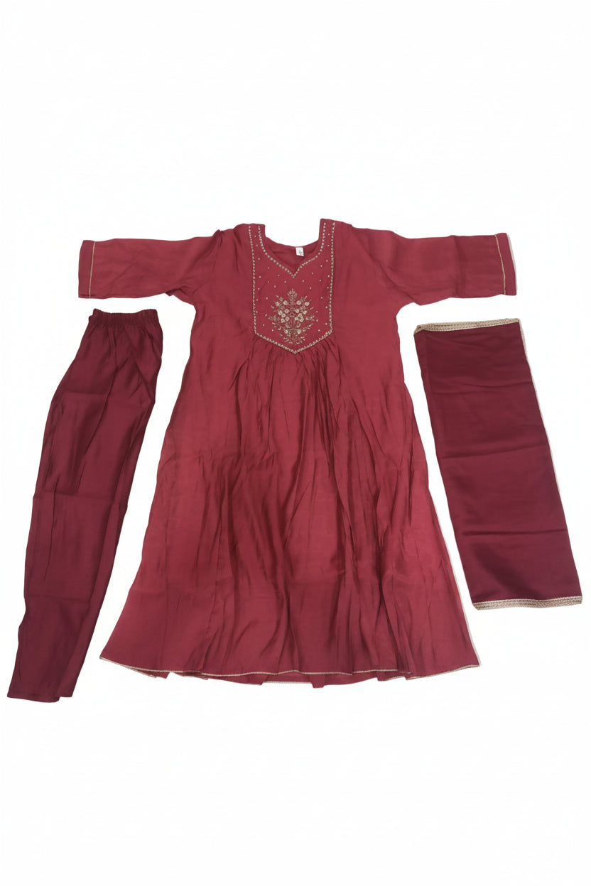 KIK04 Mul Chanderi umbrella 3 piece Set