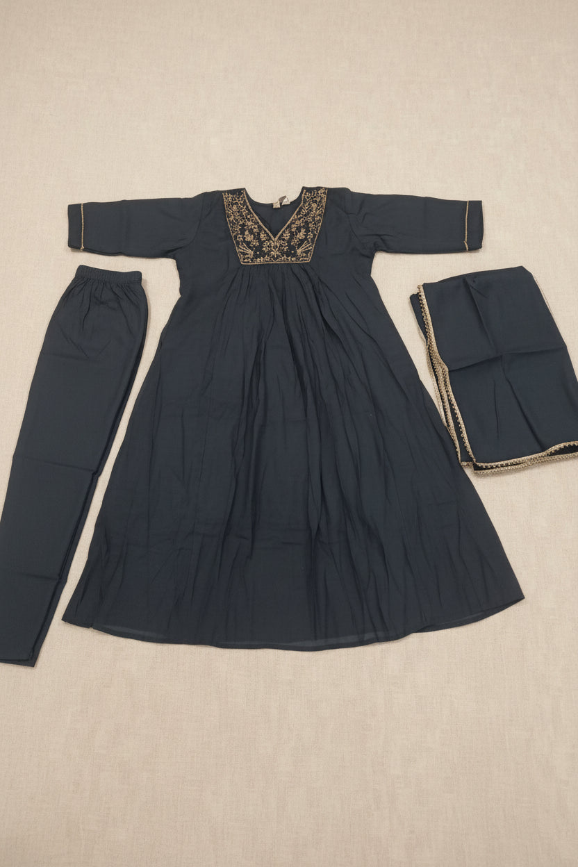 KIK10 Mul Chanderi Umbarella 3 Piece Set