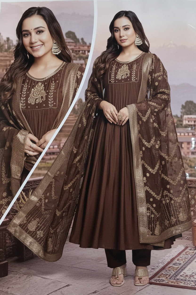 KIK19-Mul Chanderi 3 Piece