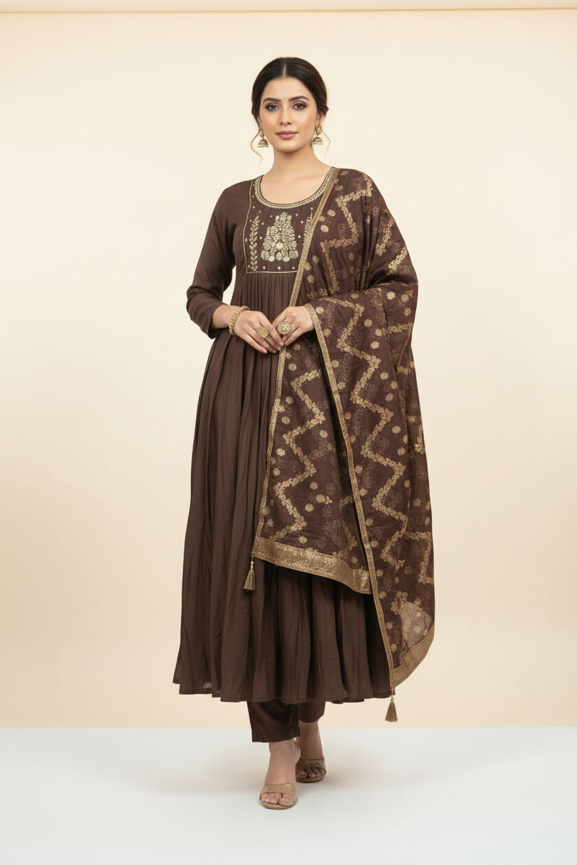 KIK19-Mul Chanderi 3 Piece