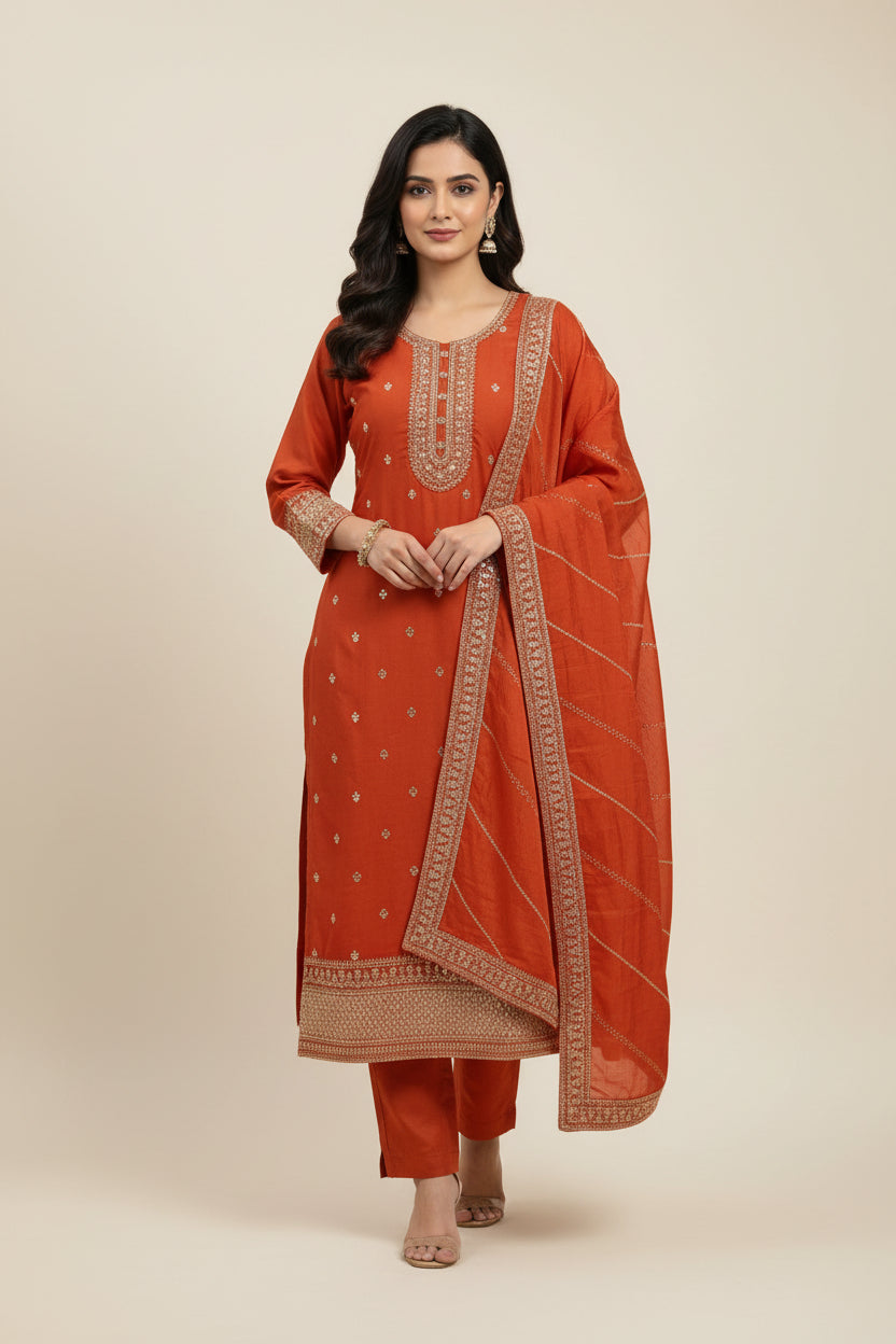 KAH02 - vichitra silk 3 Piece Set