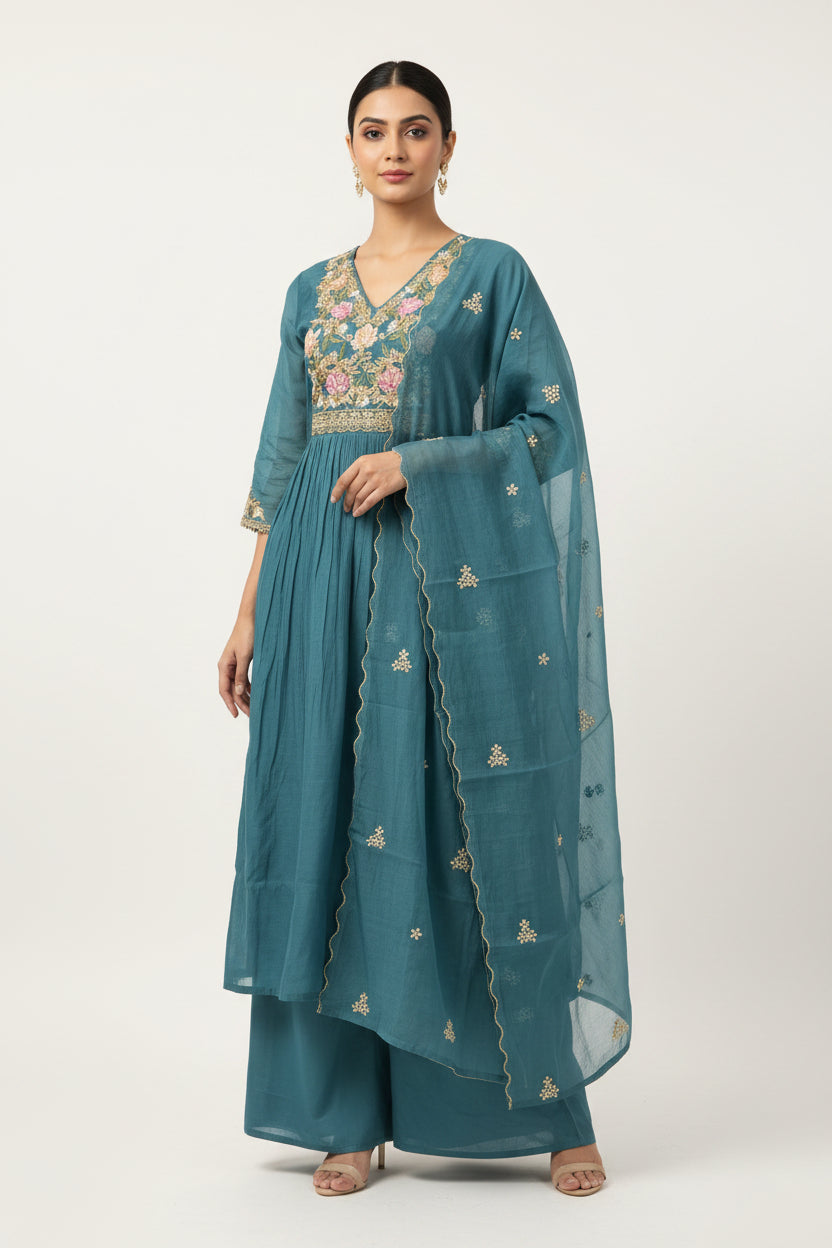 KVA70 Mul Chanderi 3 Piece Set