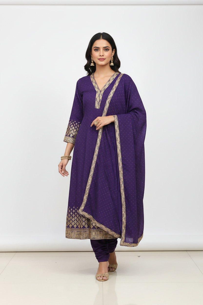 KZC10 Vichitra Silk 3 Piece Set