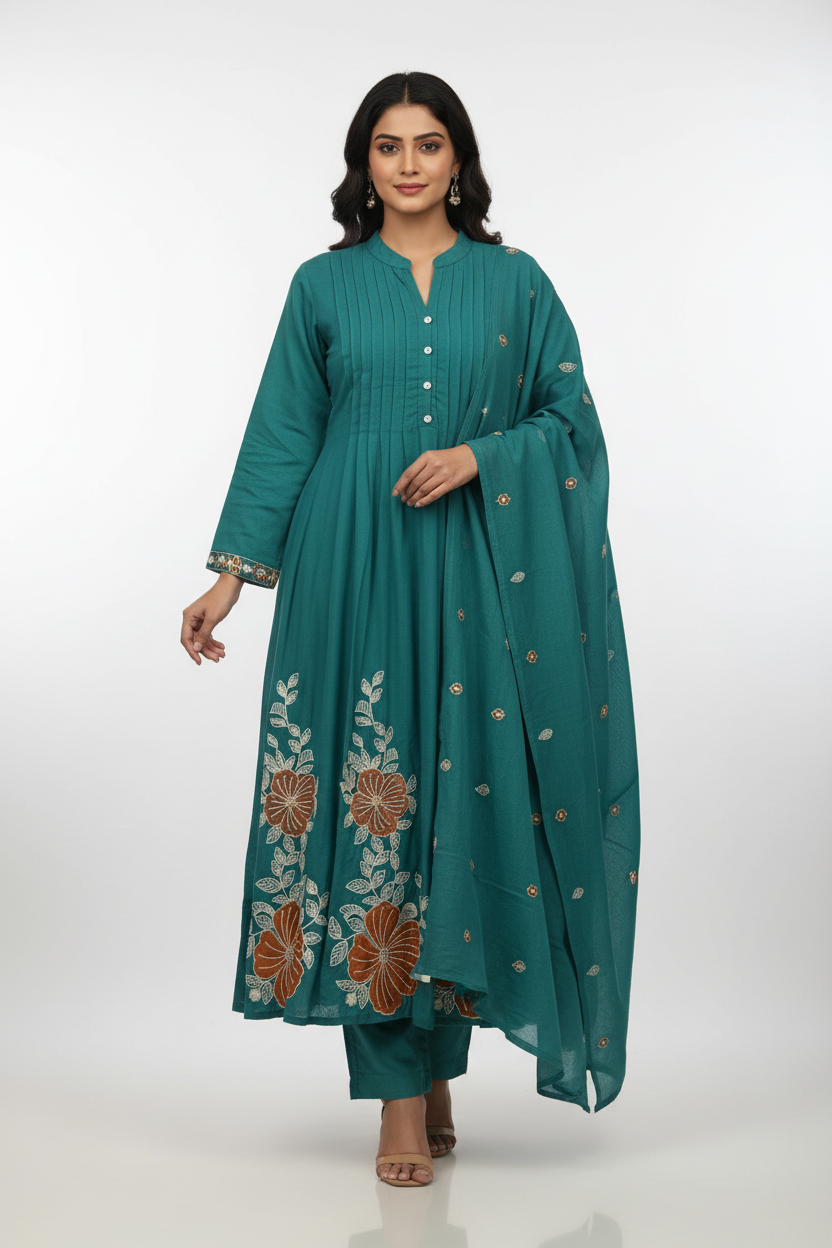 KZC07 Mul Chanderi 3 Piece Set