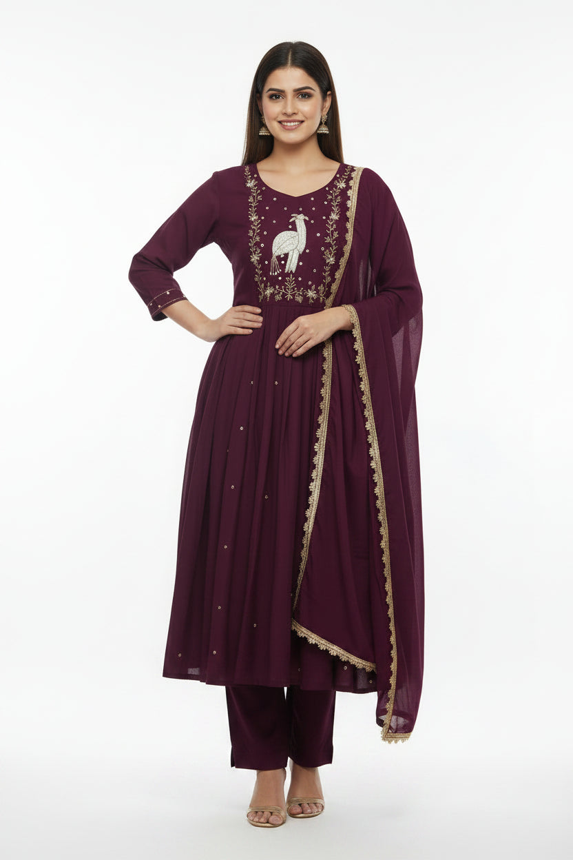 KSG46 Mul Chanderi 3 Piece Set