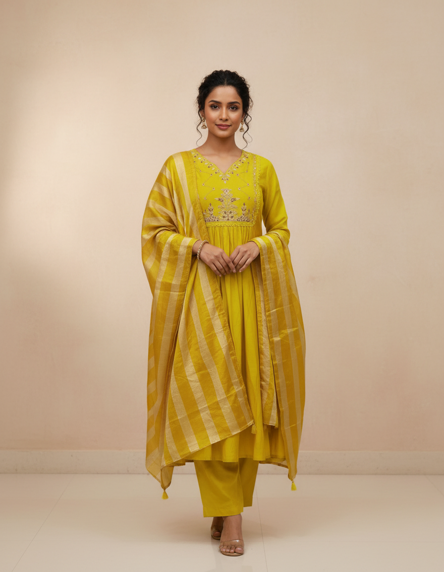 KVA18 Mul Chanderi 3 Piece Set