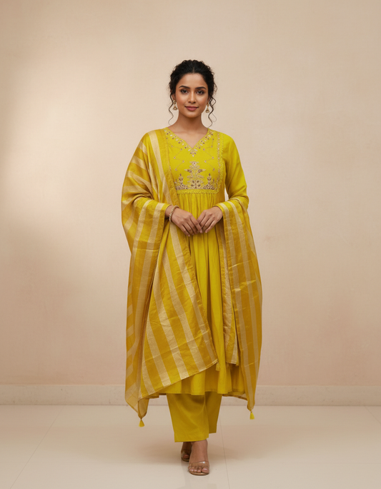 KVA18 Mul Chanderi 3 Piece Set