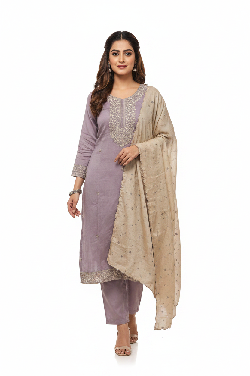 KAH28 - Vichitra silk 3 Piece set