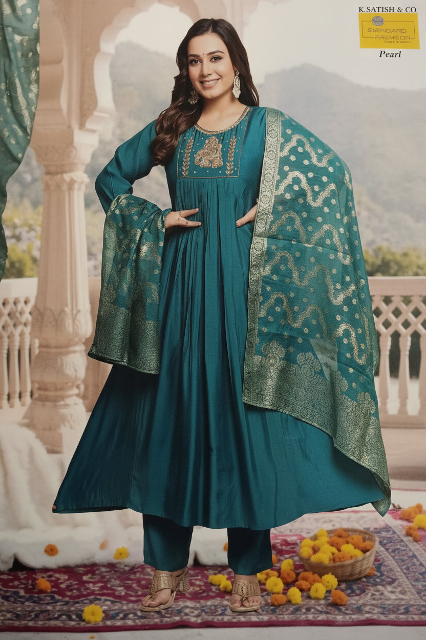 KIK19-Mul Chanderi 3 Piece