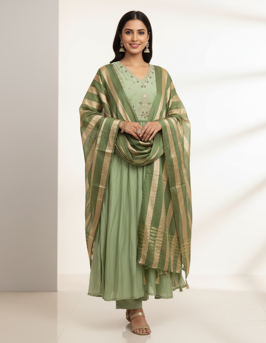 KVA18 Mul Chanderi 3 Piece Set