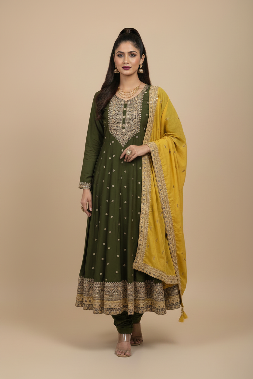 KIK22 - Vichitra silk 3 piece set